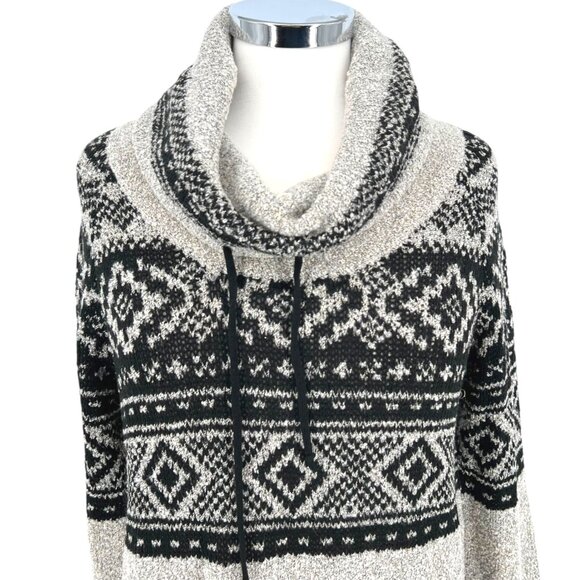 Maurices Nordic Pattern Cowl Neck Sweater Metallic Gray Black Size Medium NWT - Picture 2 of 11